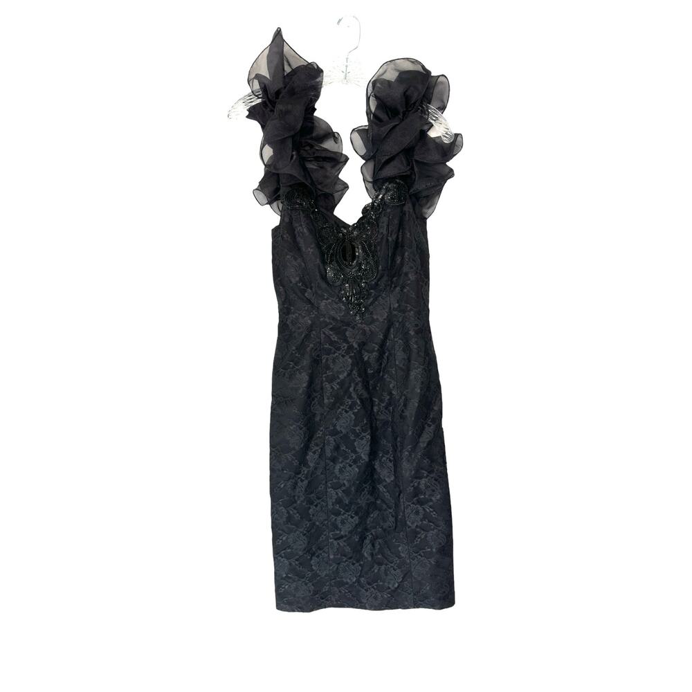Loralie Vintage Lace Sequin Beaded Cocktail Prom Little Black Dress Size‎ 10